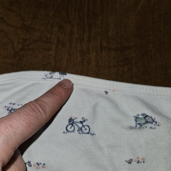 Carter's Cotton Baby Blanket White Blue Pink Girl Dog Bicycle Flowers Bird READ - Picture 8 of 9